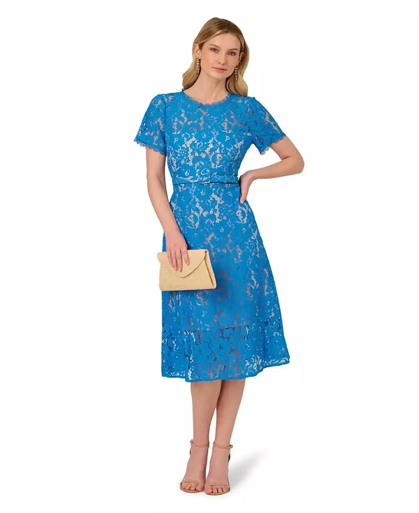 Adrianna Papell Women's Short-Sleeve Knit Lace Dress 5