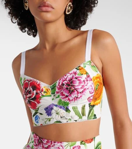 Dolce 
Gabbana Floral cotton-blend poplin bra top 4