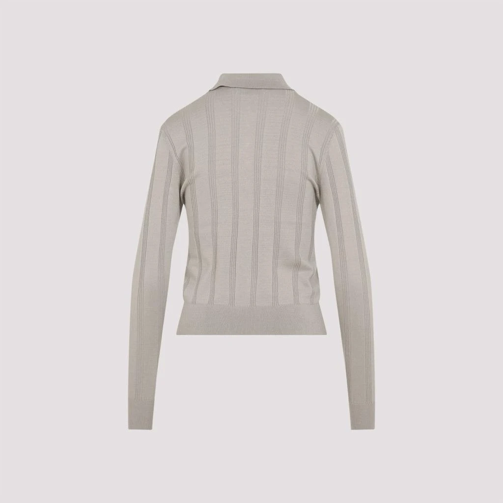 Dries Van Noten Light Grey Knitted Cotton Polo With Classic Collar 2