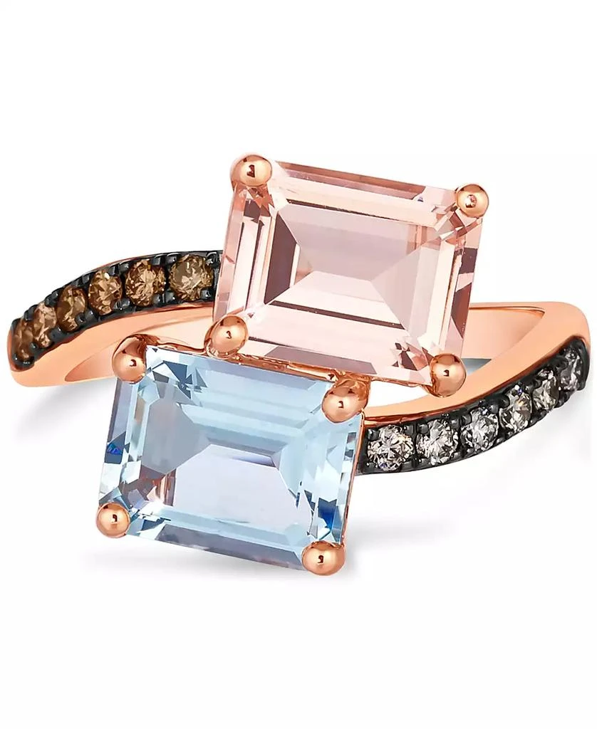 Le Vian Multi-Gemstone (3-5/8 ct. t.w.) 
Diamond (1/5 ct. t.w.) Bypass Ring in 14k Rose Gold