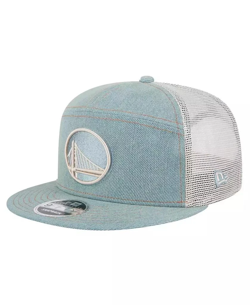 New Era Men's Golden State Warriors Adventure Denim Split Panel 9FIFTY Snapback Trucker Hat 1