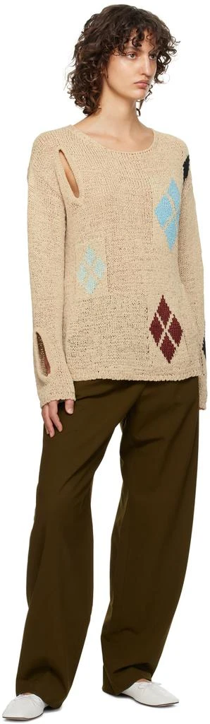 TheOpen Product Beige Argyle Sweater 4