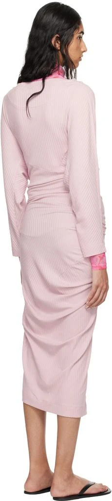 Dries Van Noten Pink Ribbed Midi Dress 3