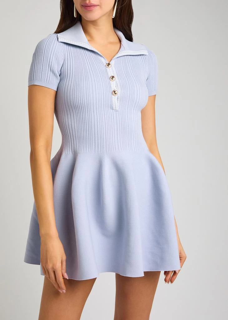 Self Portrait Ribbed stretch-knit mini dress 7