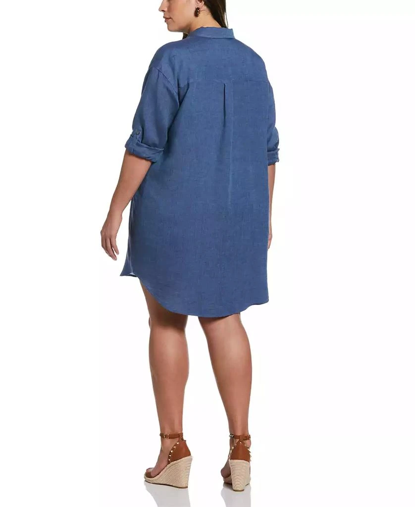 Rafaella Plus Size Roll Sleeve Linen Shirt Dress 2