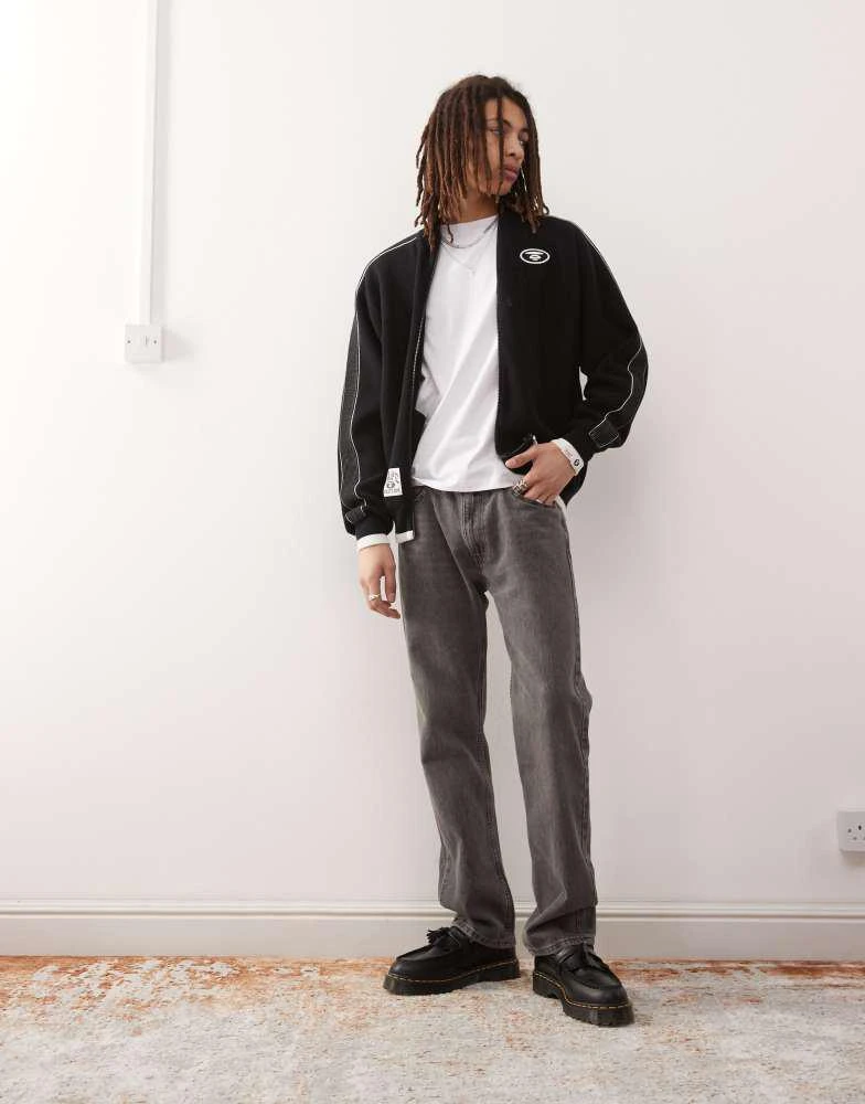 AAPE Aape by A Bathing Ape college logo knit track jacket in black 3