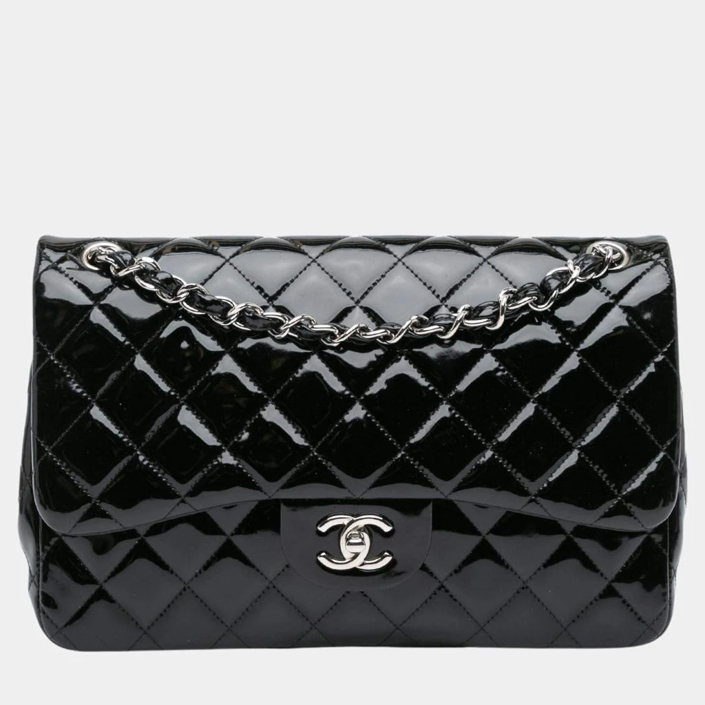 Chanel Chanel Black Jumbo Classic Patent Double Flap 1