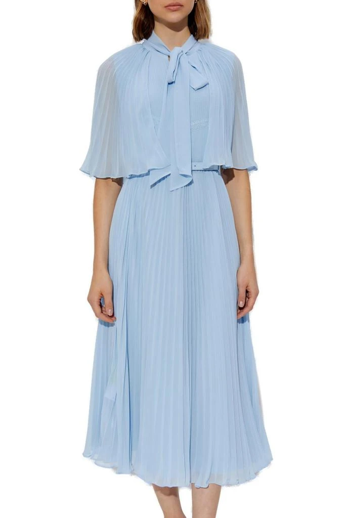 white christmas dresses Blue Chiffon Short Sleeve Midi Dress – self-portrait-US