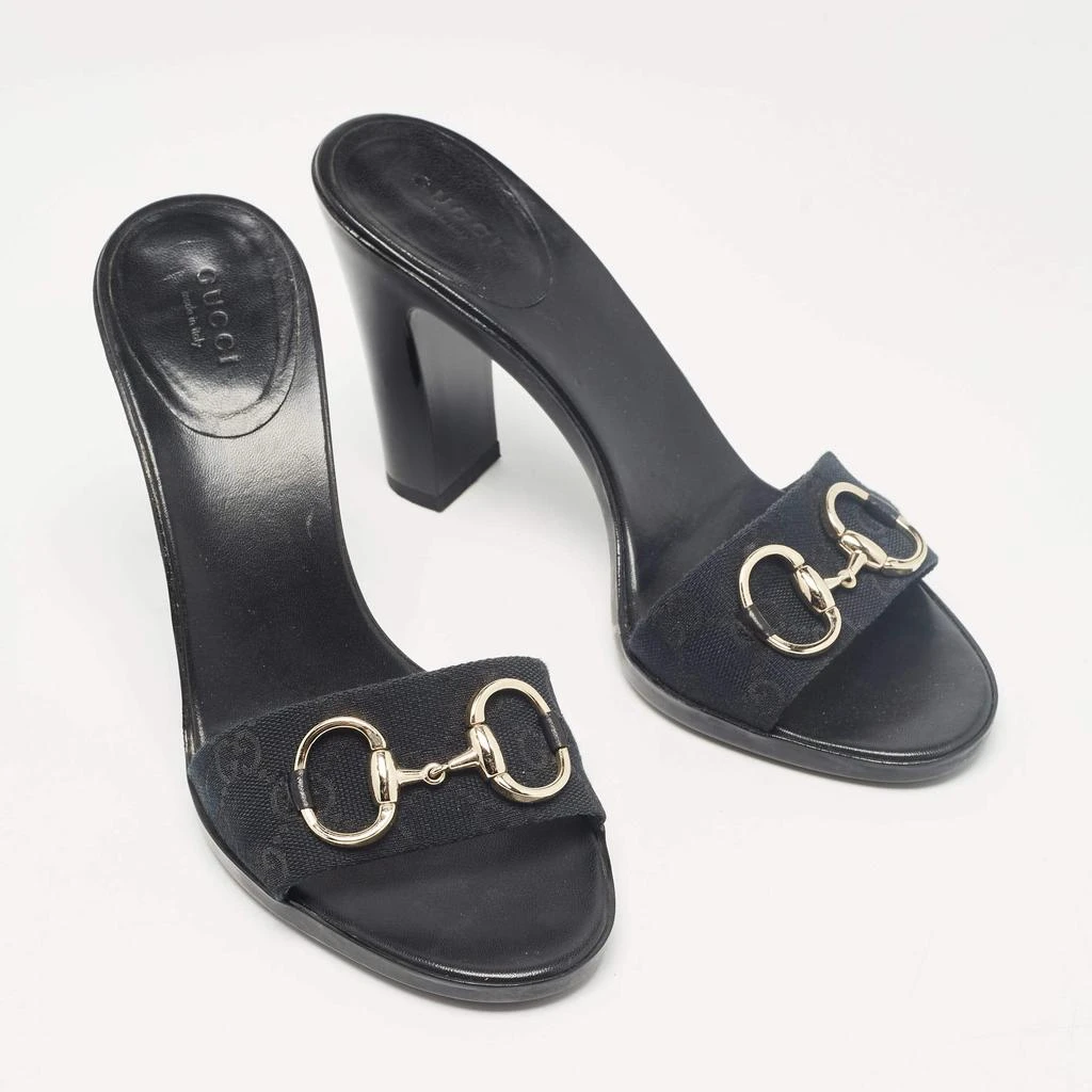 Gucci Gucci Navy Blue GG Canvas Horsebit Slide Sandals Size 38.5 4