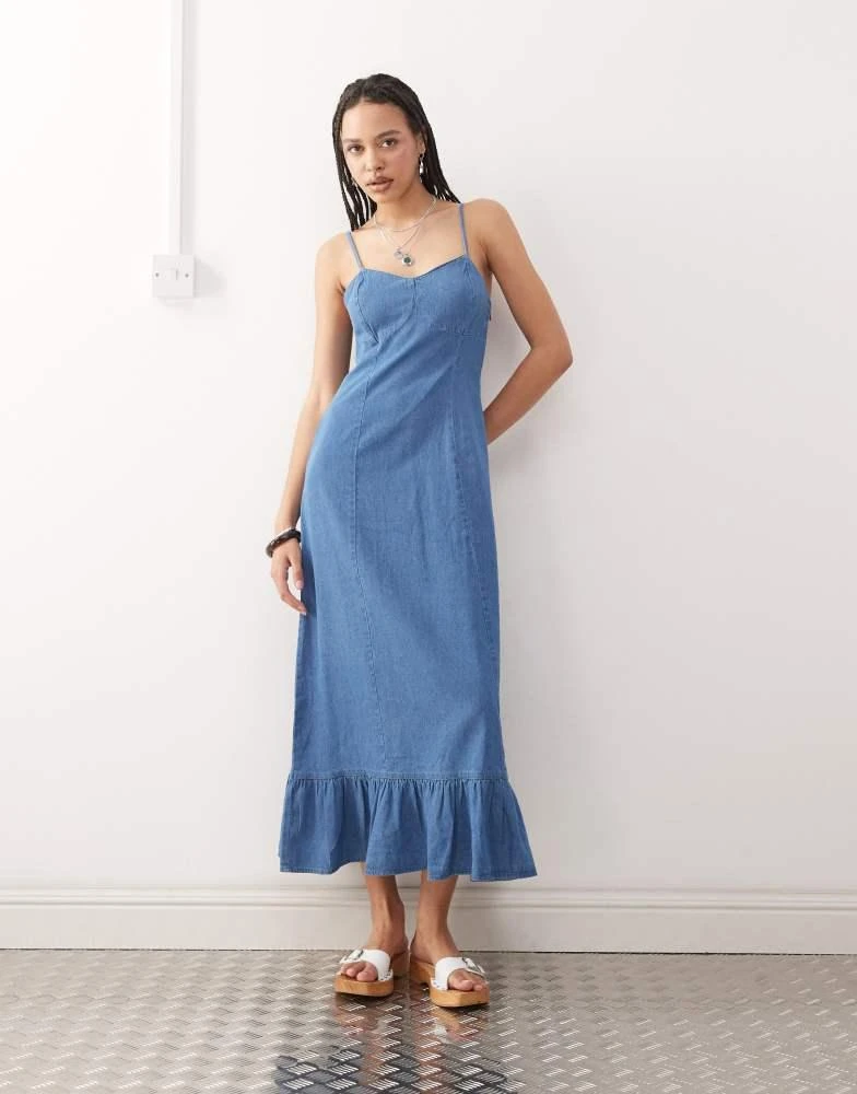 Shop Reclaimed Vintage denim seam detail strappy maxi slip dress in mid  blue on Sale at BeyondStyle  Get 36% Off Reclaimed Vintage denim seam  detail strappy maxi slip dress in mid