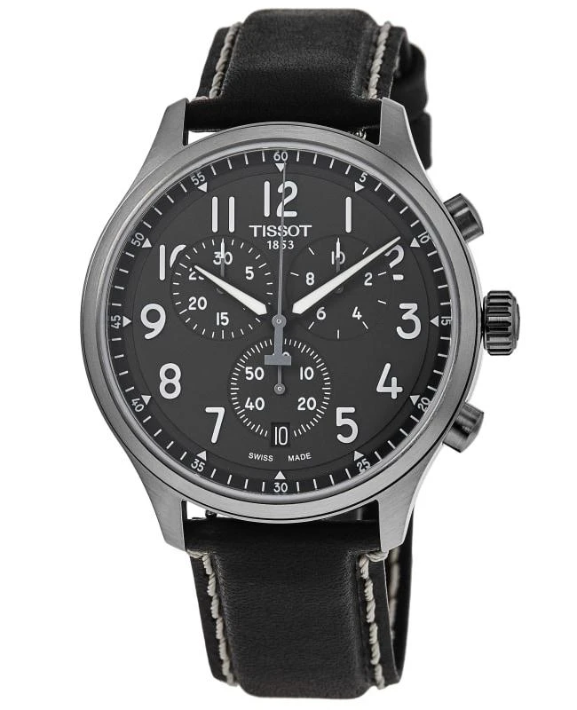 Tissot Tissot Chrono XL Grey Dial Black Leather Strap Men's Watch T116.617.16.062.00 1