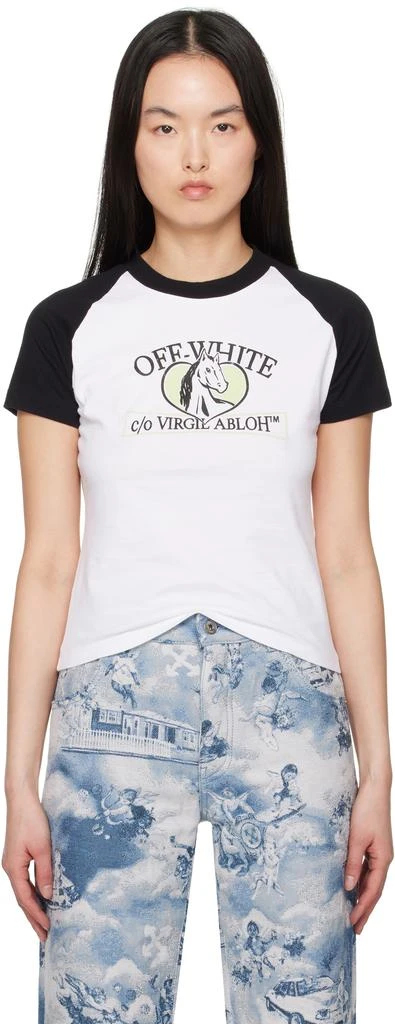 Off-White White & Black Horse Billboard Raglan T-shirt 1