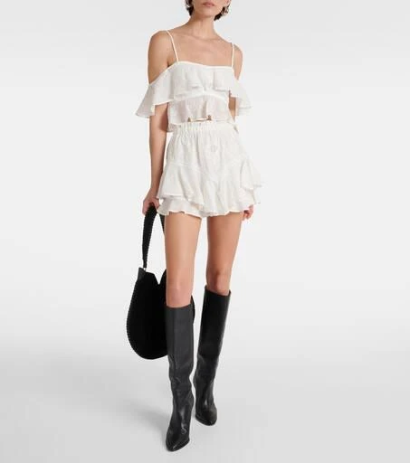 Isabel Marant Eliani embroidered ruffled ramie crop top 2