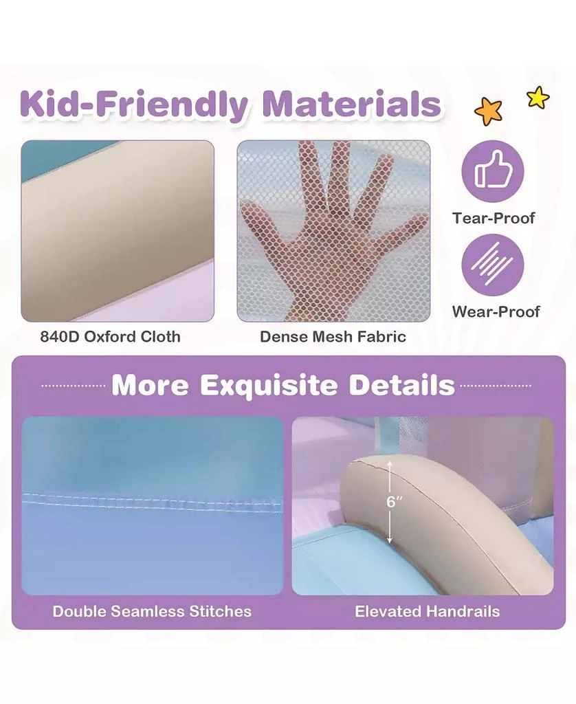 GOUUN Kids Bounce House with Slide and Basketball Rim Bouncy Castle for Party without Blower 9