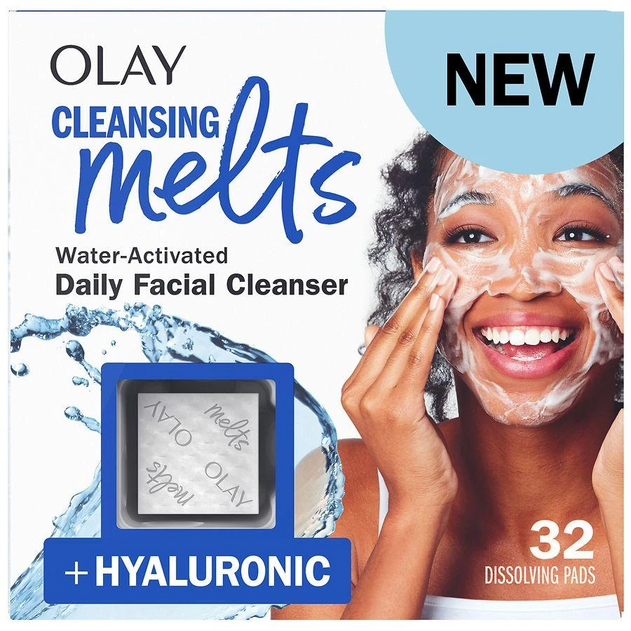 Olay + Hyaluronic, Water-Activated Daily Facial Cleanser Dissolving Pads No Scent