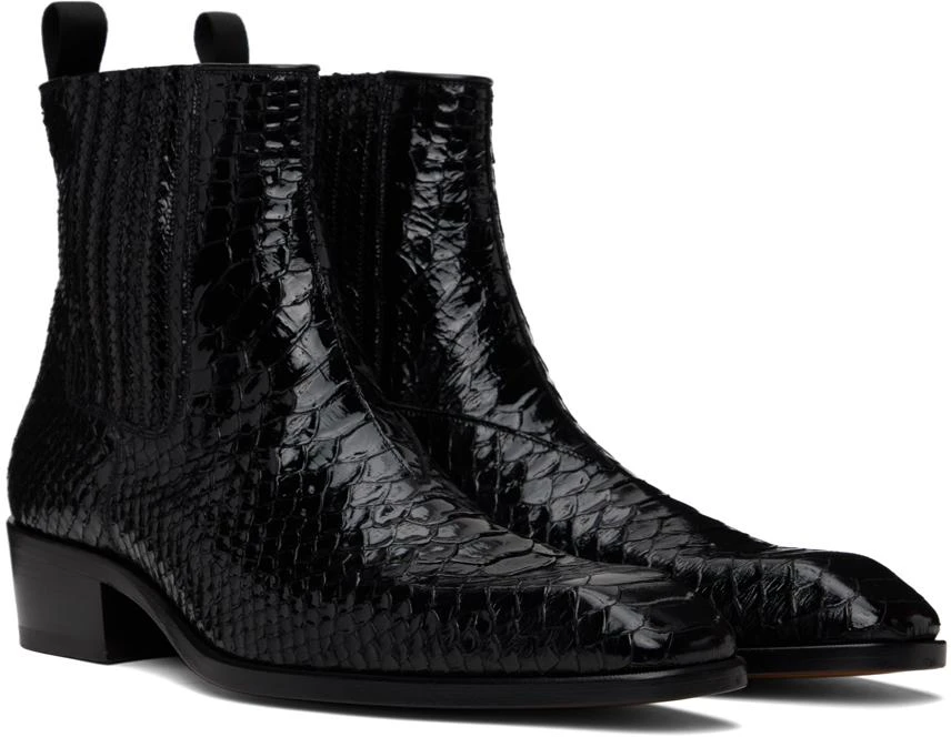 Tom Ford Black Stamped Python Kenneth Chelsea Boots 4