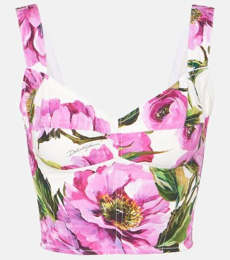 Dolce & Gabbana Floral cotton-blend bustier 1