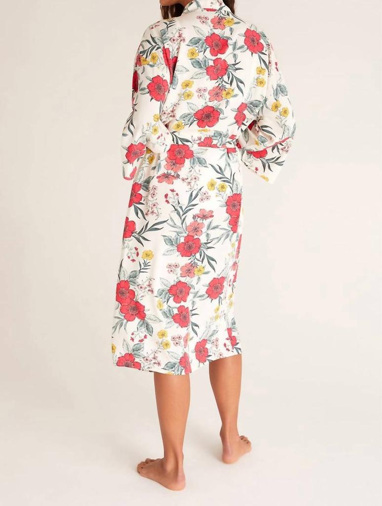 Z Supply Bed To Beach Floral Kimono In White Sand