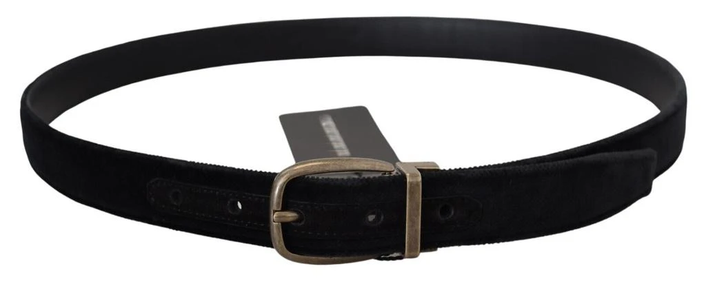 Dolce & Gabbana Dolce & Gabbana Black Velvet Leather Antique Metal Buckle 3