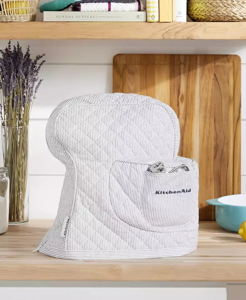 KitchenAid Fitted Tilt-Head Ticking Stripe Stand Mixer Cover with Storage Pocket Quilted, 14.37" x 18" x 10" 5
