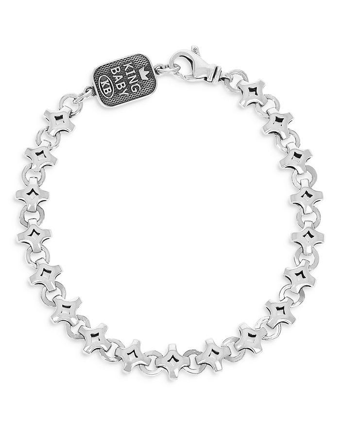 King Baby Sterling Silver Small Diamond Link Bracelet