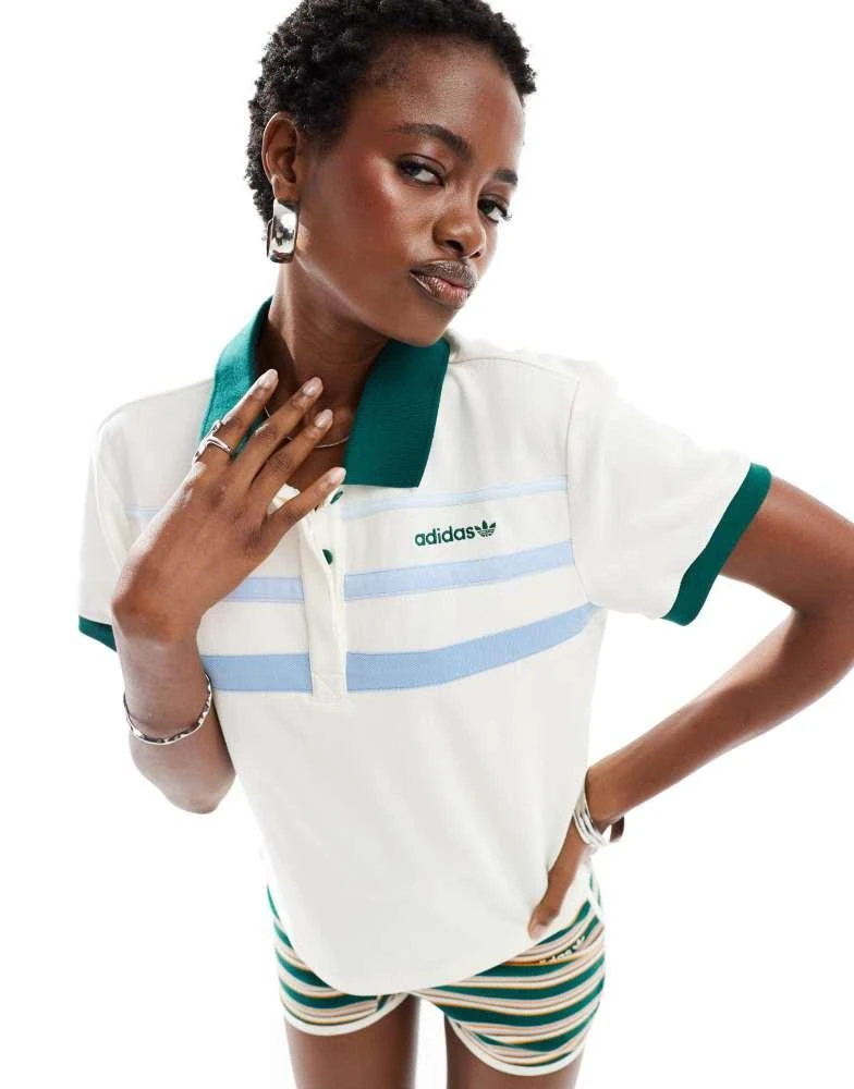 Shop adidas Originals 80s slim polo shirt in off white on Sale at  BeyondStyle  Get 10% Off adidas Originals 80s slim polo shirt in off white  with Limited-Time Flash Deals, Exclusive