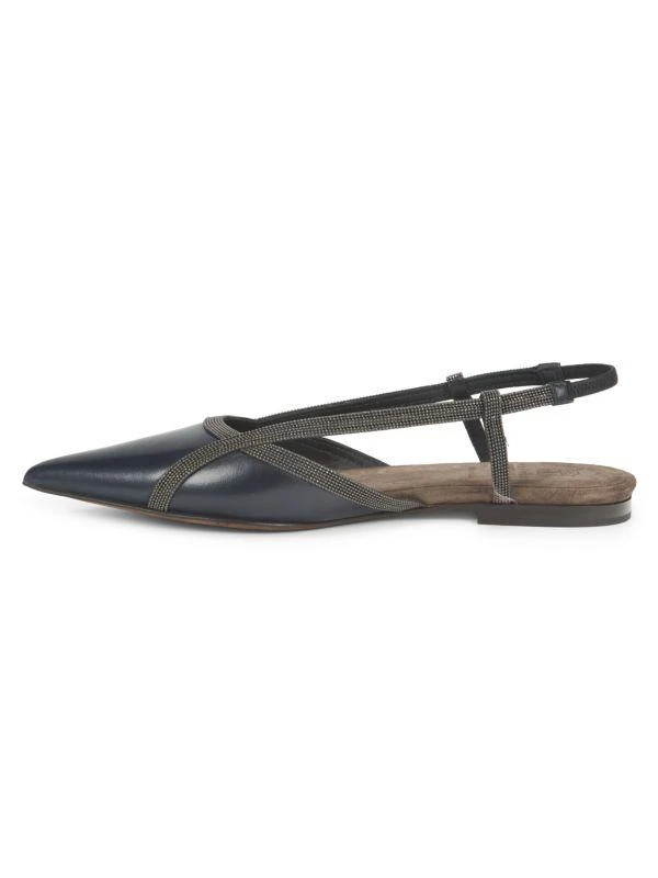 Brunello Cucinelli Beaded Leather Slingback Flats 4