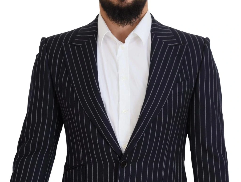 Dolce & Gabbana Dolce & Gabbana Dark Blue Stripe Wool Single Breasted Blazer 4