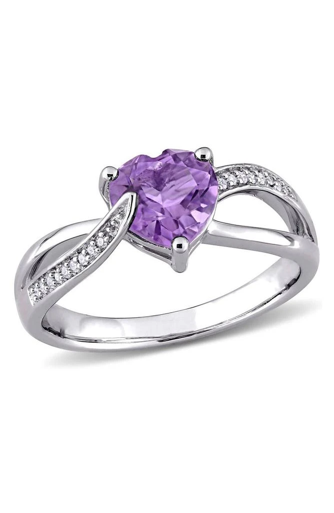 DELMAR Sterling Silver Amethyst
Diamond Heart Twist Ring