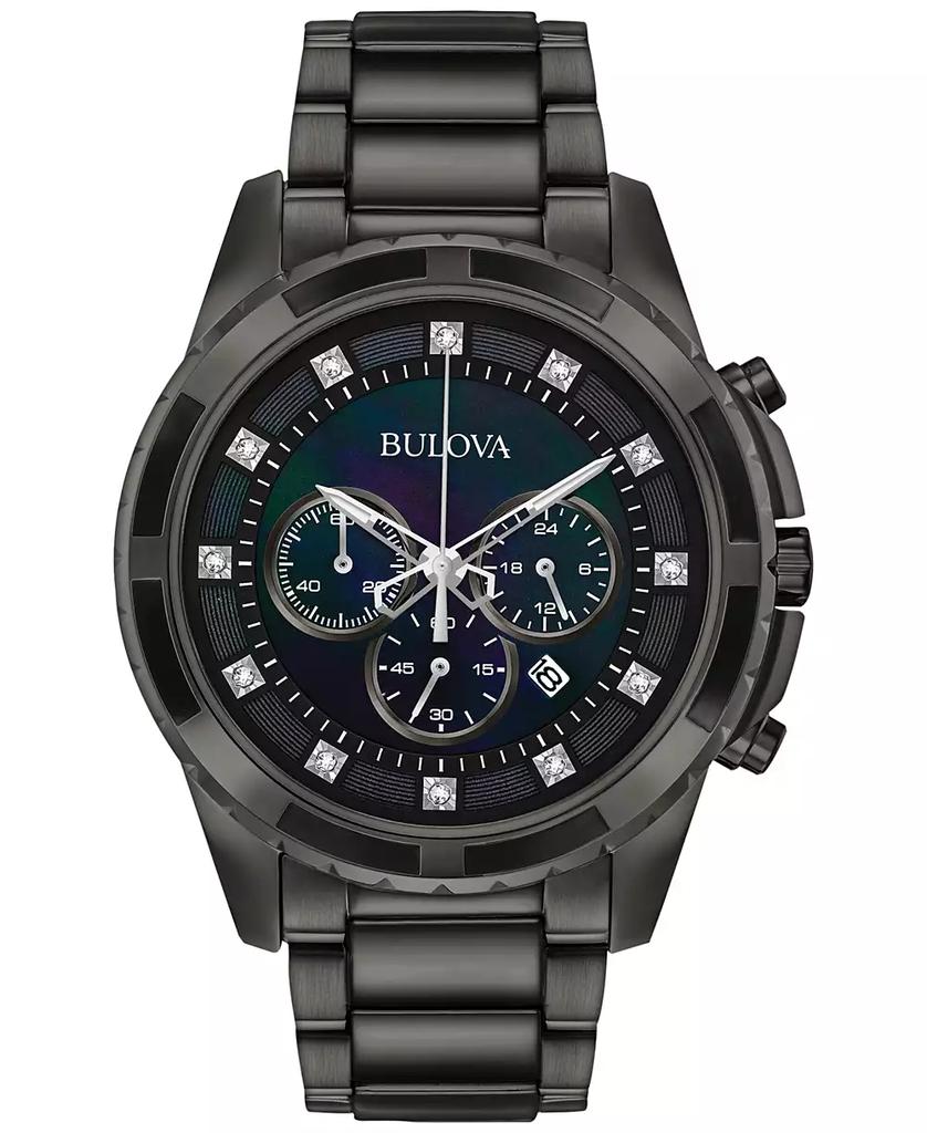 Bulova Men's Chronograph Diamond Accent Dark Gray Stainless Steel Bracelet Watch 44mm 98D133