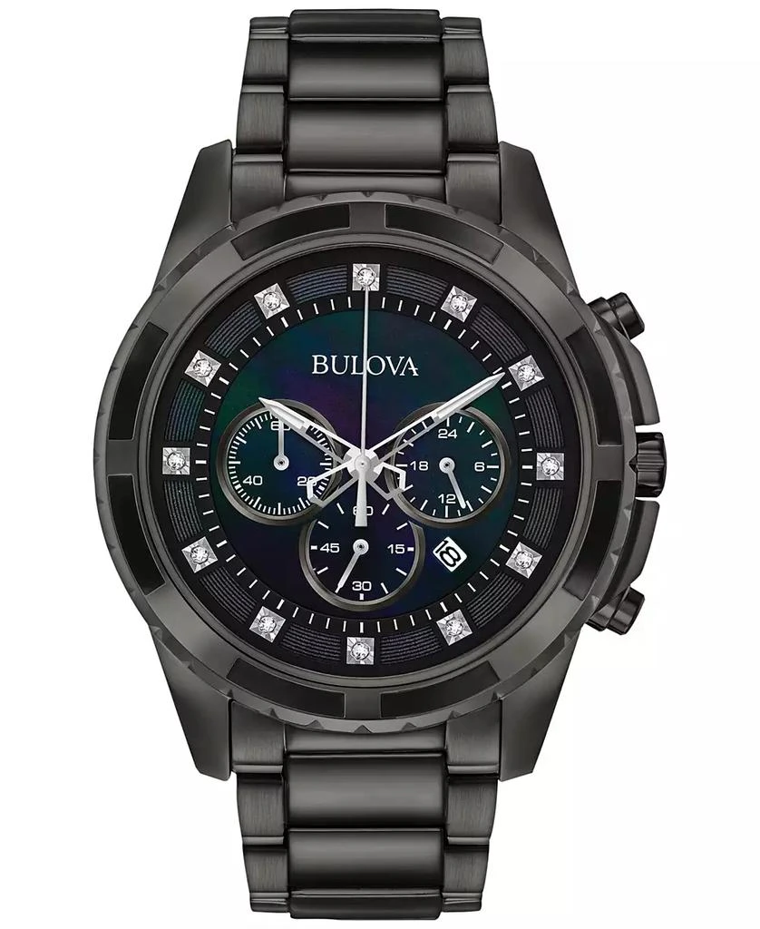 Bulova Men's Chronograph Diamond Accent Dark Gray Stainless Steel Bracelet Watch 44mm 98D133 1