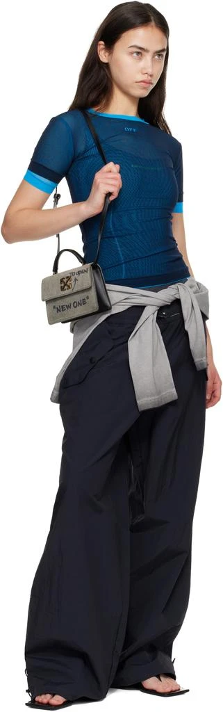 Off-White Gray & Black Jitney Baby Quote Denim Bag 4