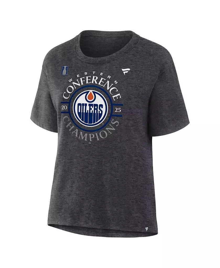 Fanatics Women's Heather Charcoal Edmonton Oilers 2025 NHL Western Conference Champions Locker Room T-Shirt 2