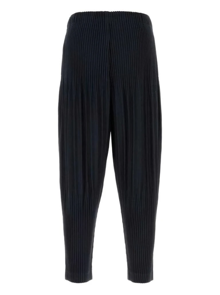 Homme Plissé Issey Miyake Fully Pleated Navy Trousers With Elasticated Waistband 2