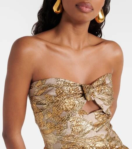 JOHANNA ORTIZ Bow-detail cutout brocade minidress 4