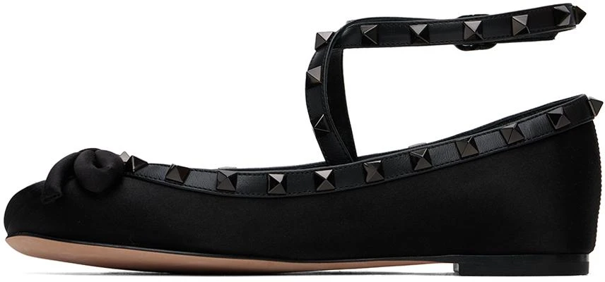 Valentino Black Rockstud Satin Ballerina Flats 3