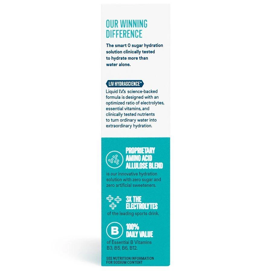 Liquid I.V. Sugar-Free Hydration Multiplier Powdered Electrolyte Drink Mix Raspberry Lemonade 6