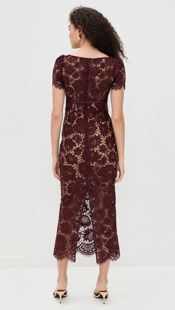 Self Portrait Burgundy Floral Lace Midi Dress 2