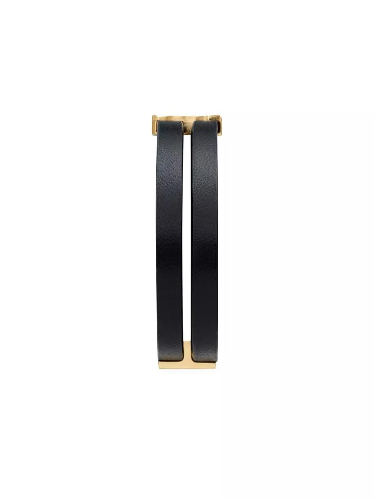 Yves Saint Laurent Cassandre Double-Strand Bracelet in Leather And Metal 3