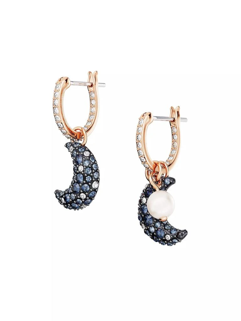 Swarovski Sublima Rose-Goldtone, Swarovski Crystal & Imitation Pearl Crescent Moon Drop Earrings 4