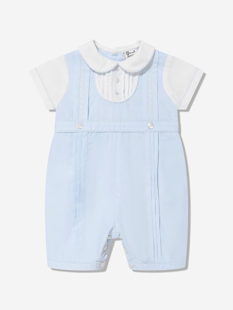 Sarah Louise Sarah Louise Baby Boys Smocked Romper in Blue