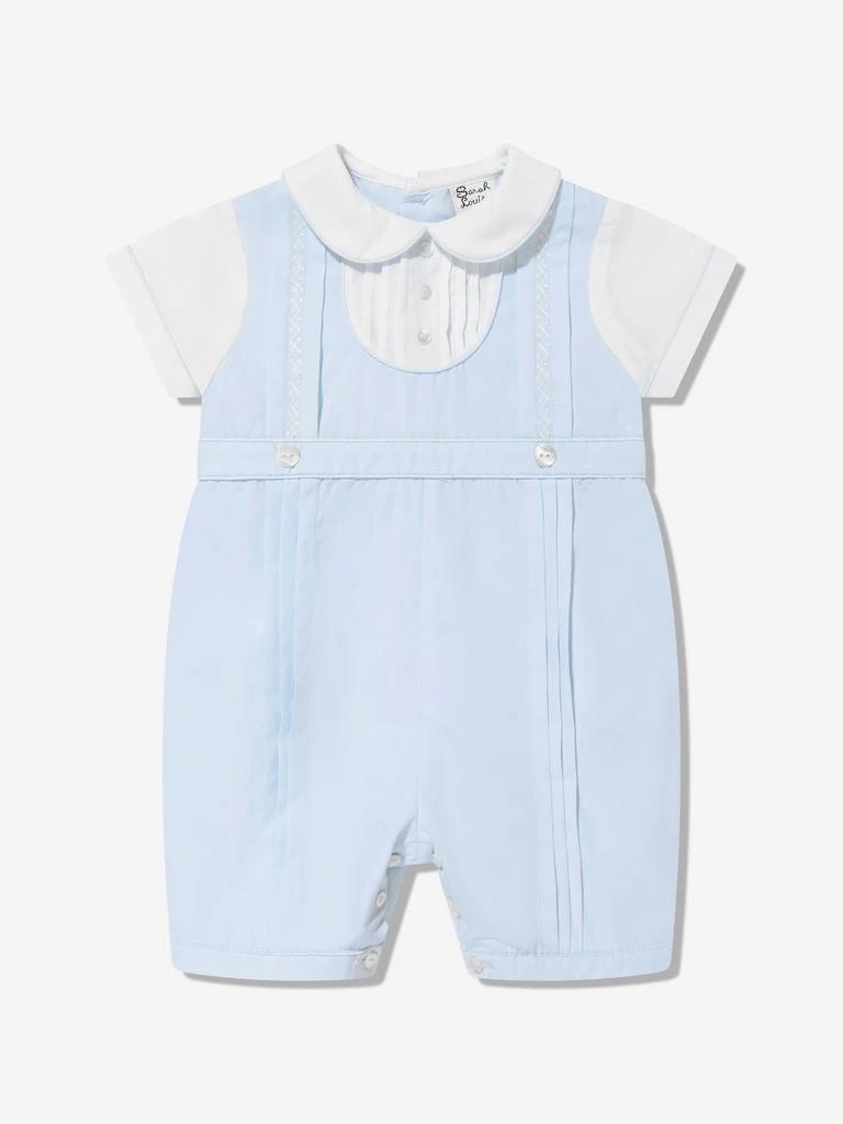 Sarah Louise Sarah Louise Baby Boys Smocked Romper in Blue 1
