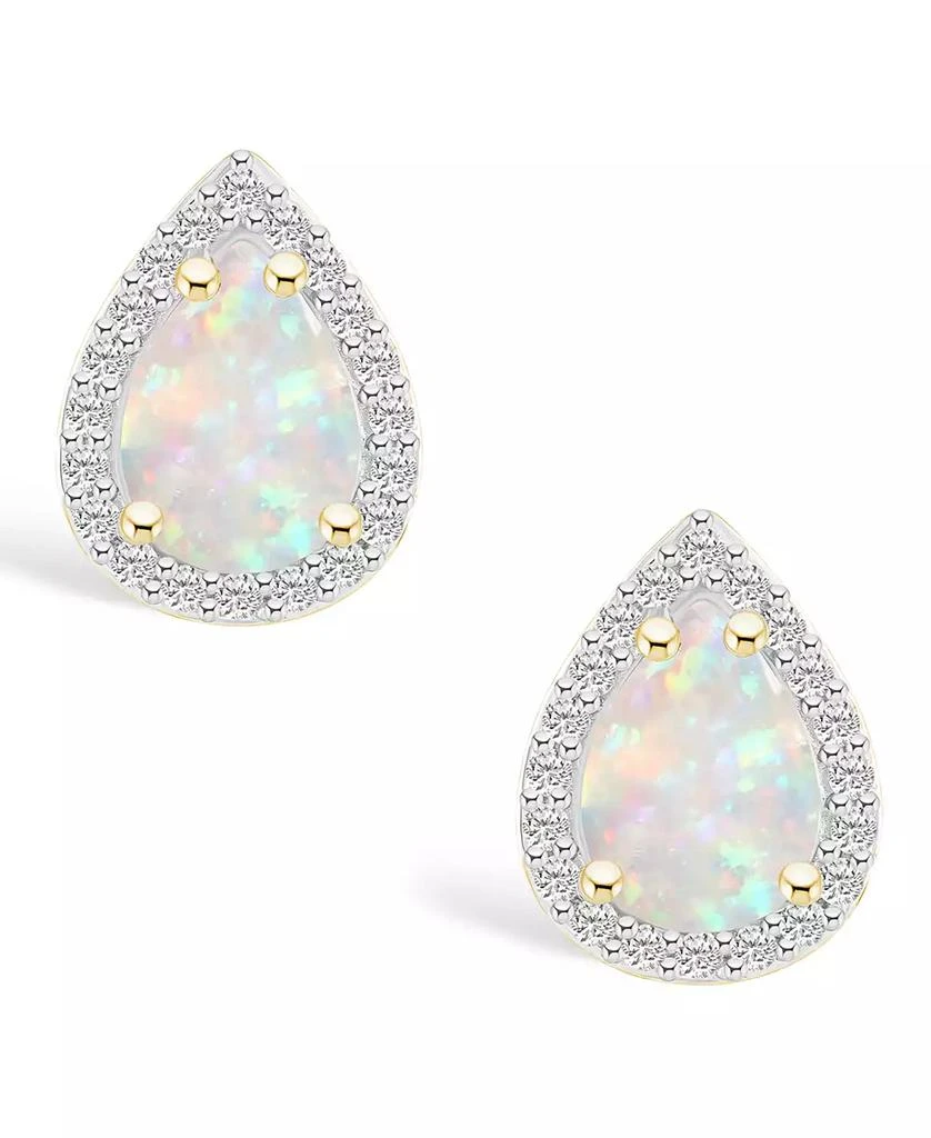 Macy
s Lab Grown Opal (2/3 ct. t.w.) and Lab Grown Sapphire (1/5 ct. t.w.) Halo Studs in 10K Yellow Gold 3