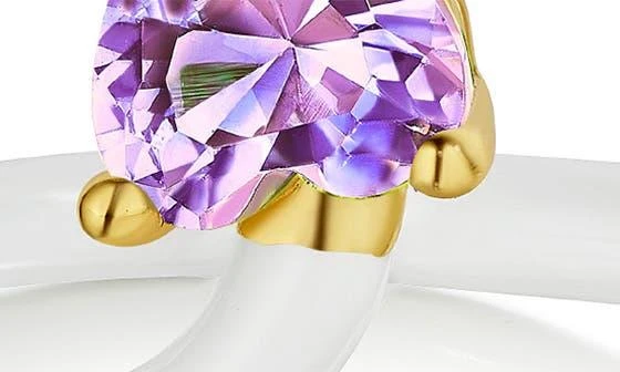 House of Frosted White Enamel Amethyst Bypass Ring - Size 7 2