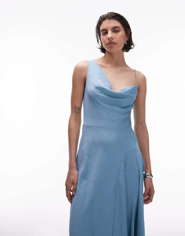 modern filipiniana dress blue Rent Rotate Grace Light Blue Satin Midi Dress – Elegant & Sleek – Versatile main image 0