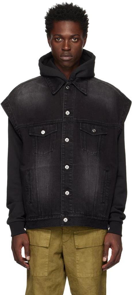 We11done Black Oversized Trucker Denim Vest 1