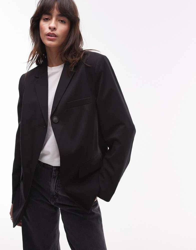 Topshop Topshop single button tailored blazer in black - BLACK 2