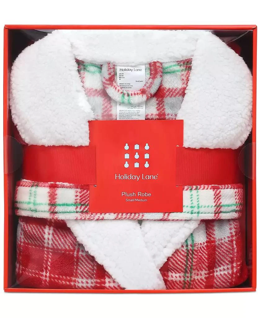 Holiday Lane Plush Printed Short Shawl-Collar Robe, Exclusively at Macy’s 4
