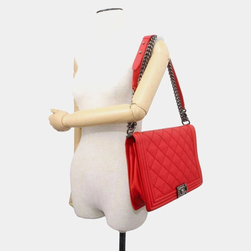 Chanel Chanel Red Leather Large Boy Shoulder Bag 2