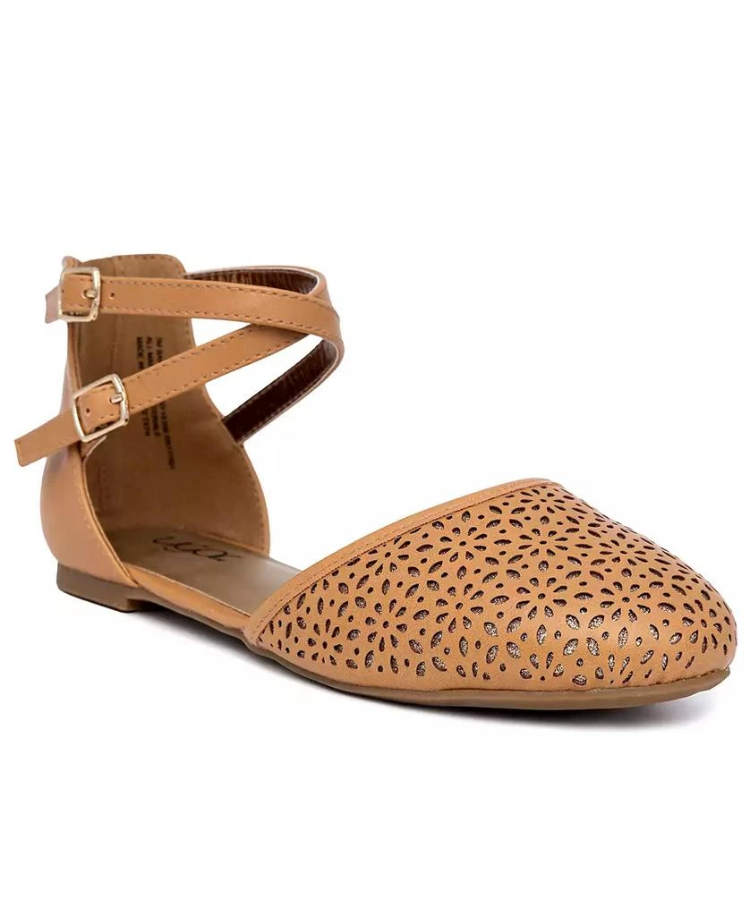 Sugar Little Girls Banana Bread Ankle Strap Round Toe Flats 1